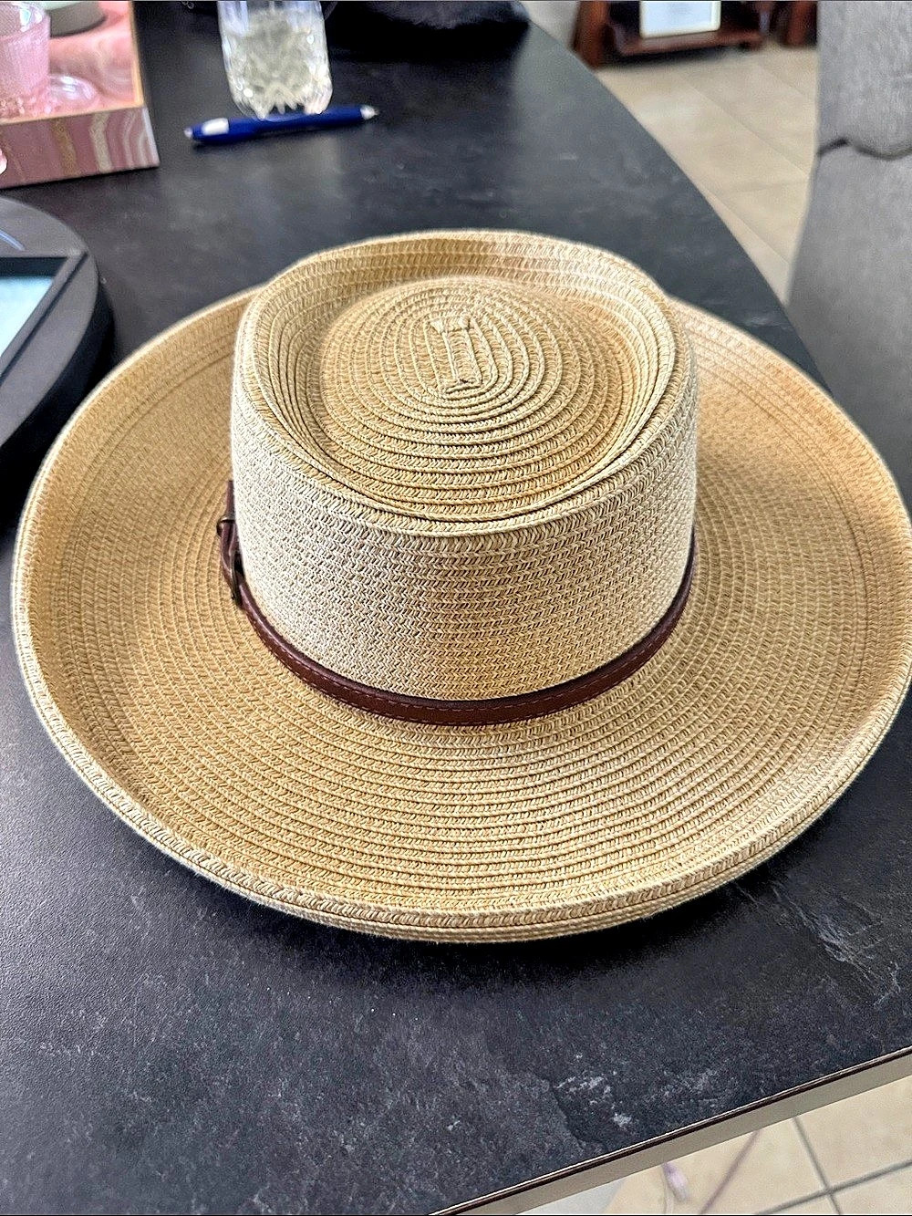 Sun N Sand Wide Brim Straw Hat Beige & Brown